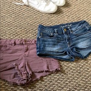 two jean shorts